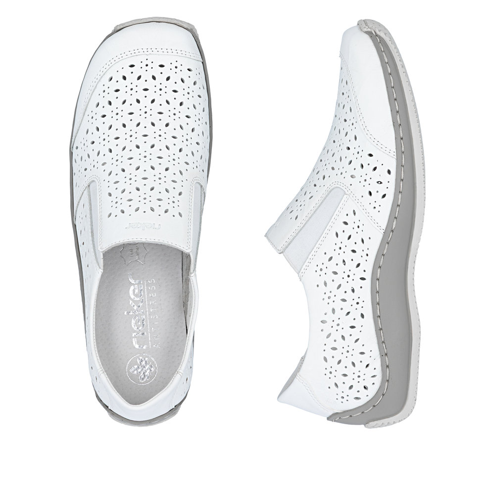 részlet RIEKER L1756-80 fehér női félcipő, valódi bőr, Antistress talp