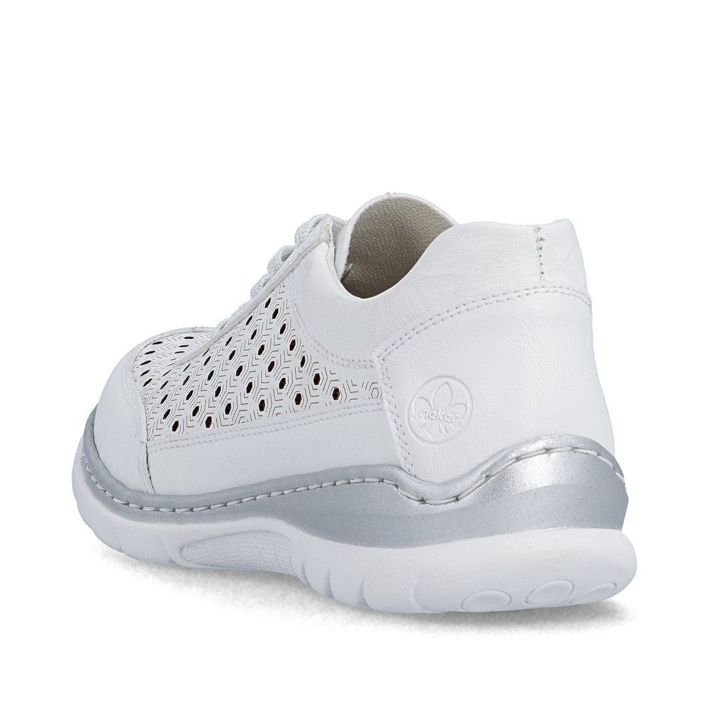 részlet RIEKER L3217-80 fehér női bőr sportcipő, légáteresztő, Antistress talp