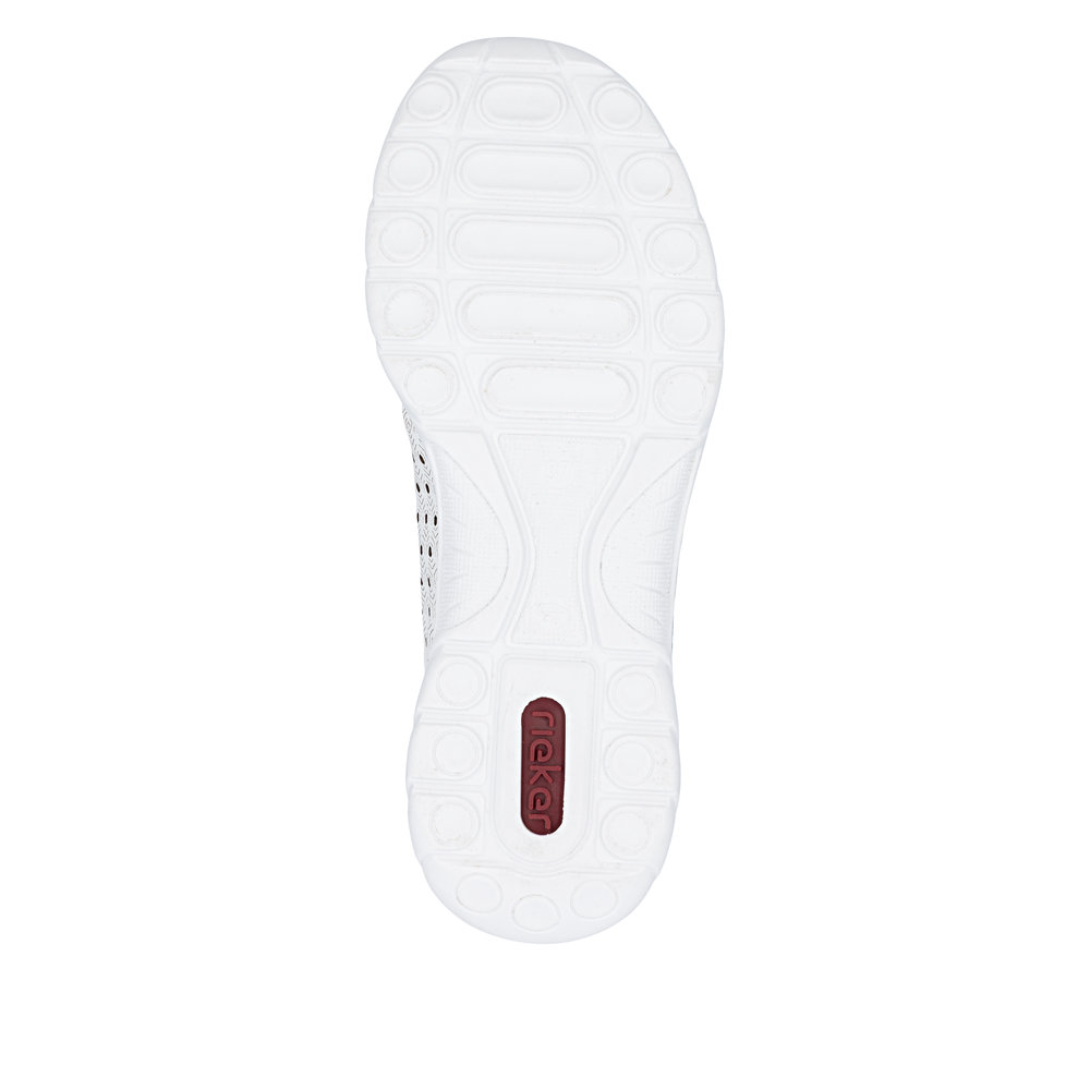 részlet RIEKER L3217-80 fehér női bőr sportcipő, légáteresztő, Antistress talp