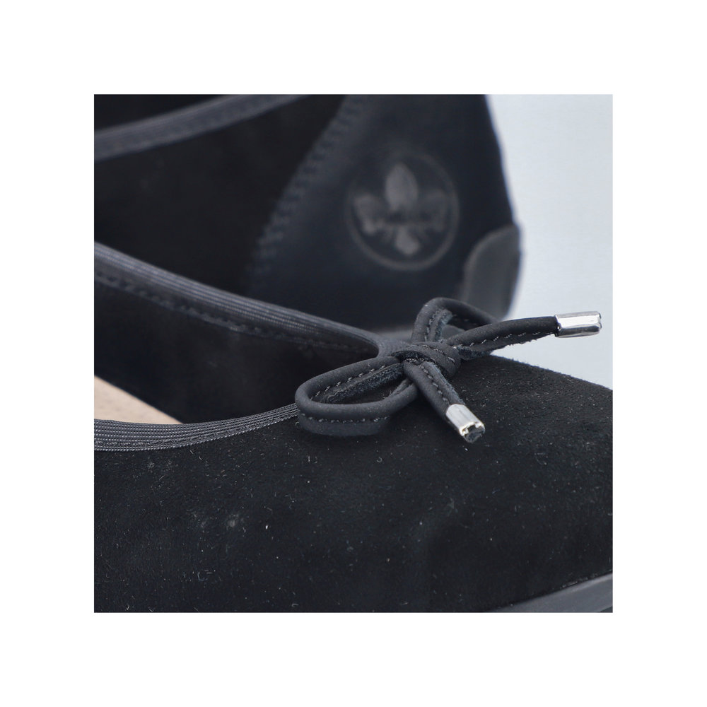 részlet RIEKER 438505-01 fekete női balerina cipő, valódi bőr, Antistress talp