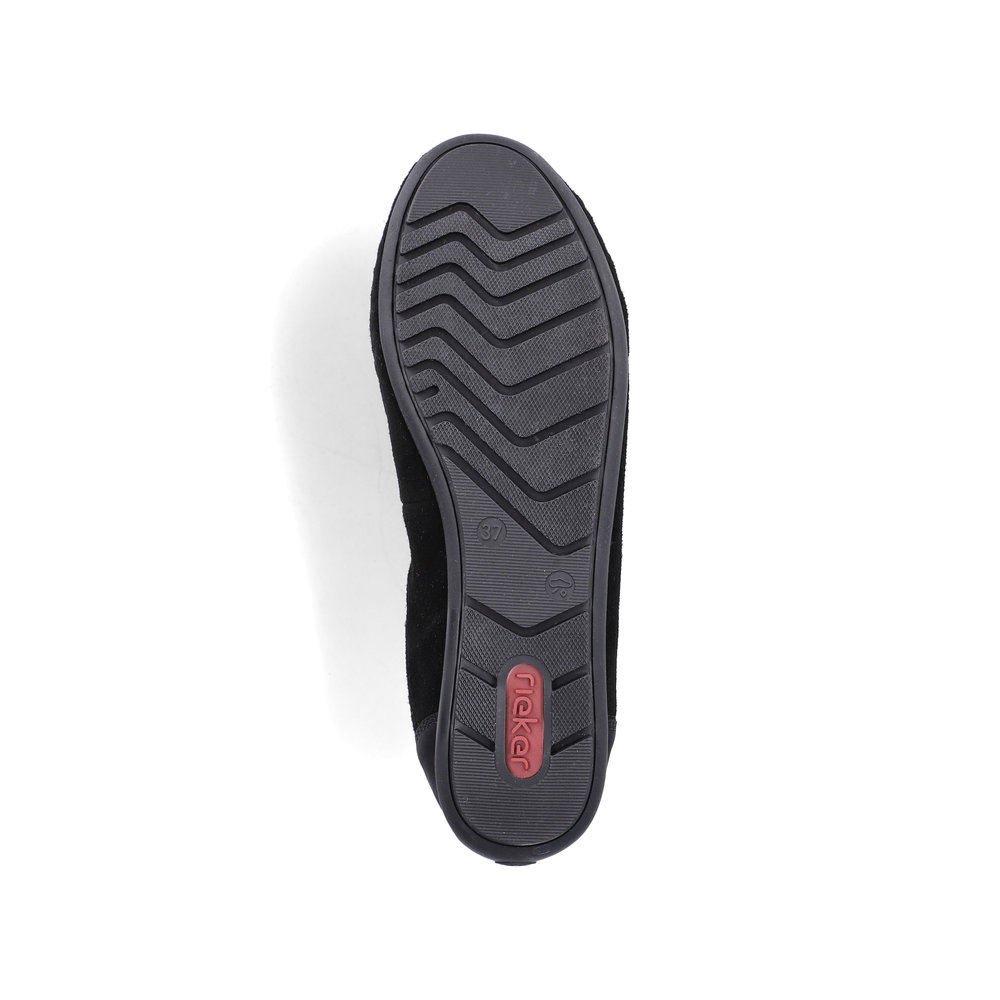 részlet RIEKER 438505-01 fekete női balerina cipő, valódi bőr, Antistress talp