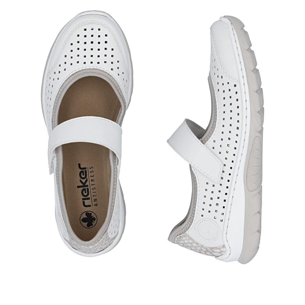 részlet RIEKER L32B5-82 fehér női nyári félcipő, jól szellőző, Antistress