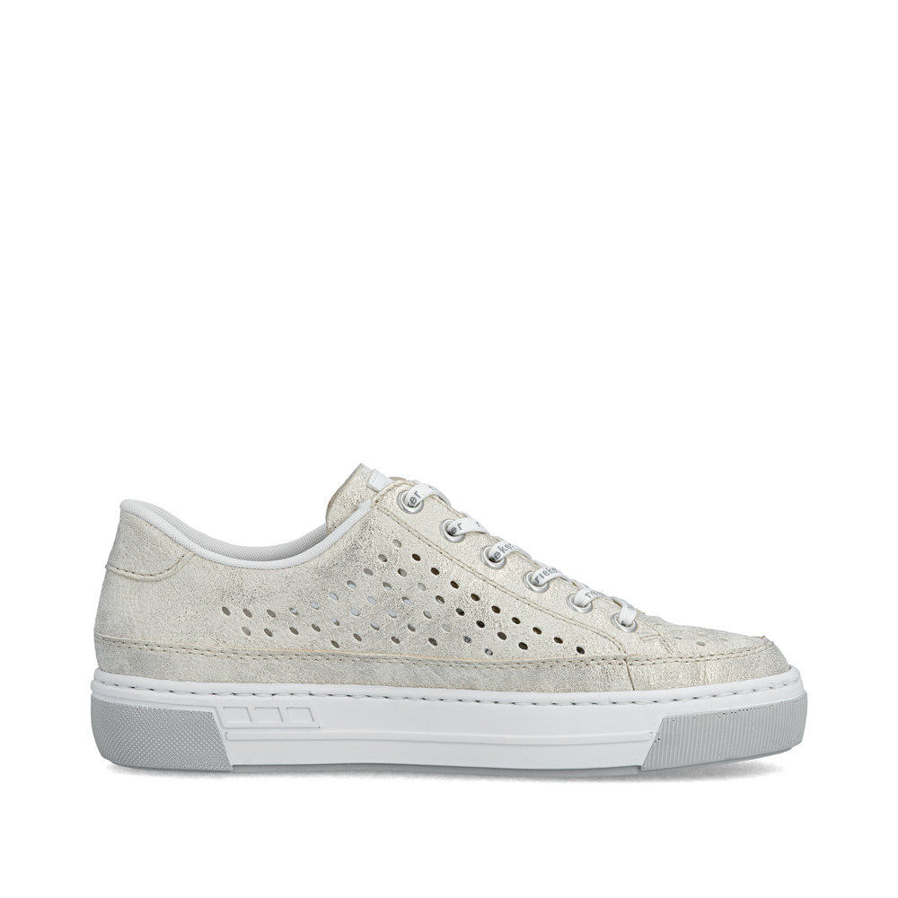 részlet RIEKER L8849-60 bézs női nyári bőr sportcipő, jól szellőző, modern megjelenés