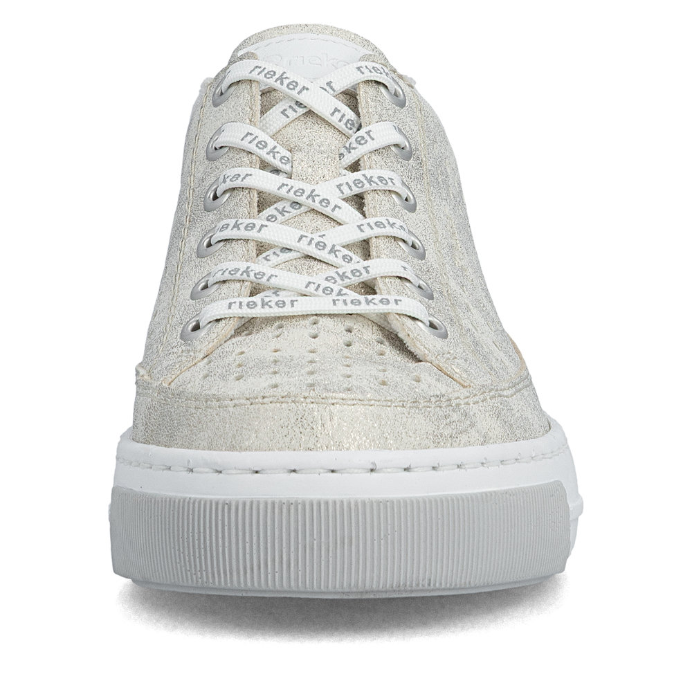 részlet RIEKER L8849-60 bézs női nyári bőr sportcipő, jól szellőző, modern megjelenés