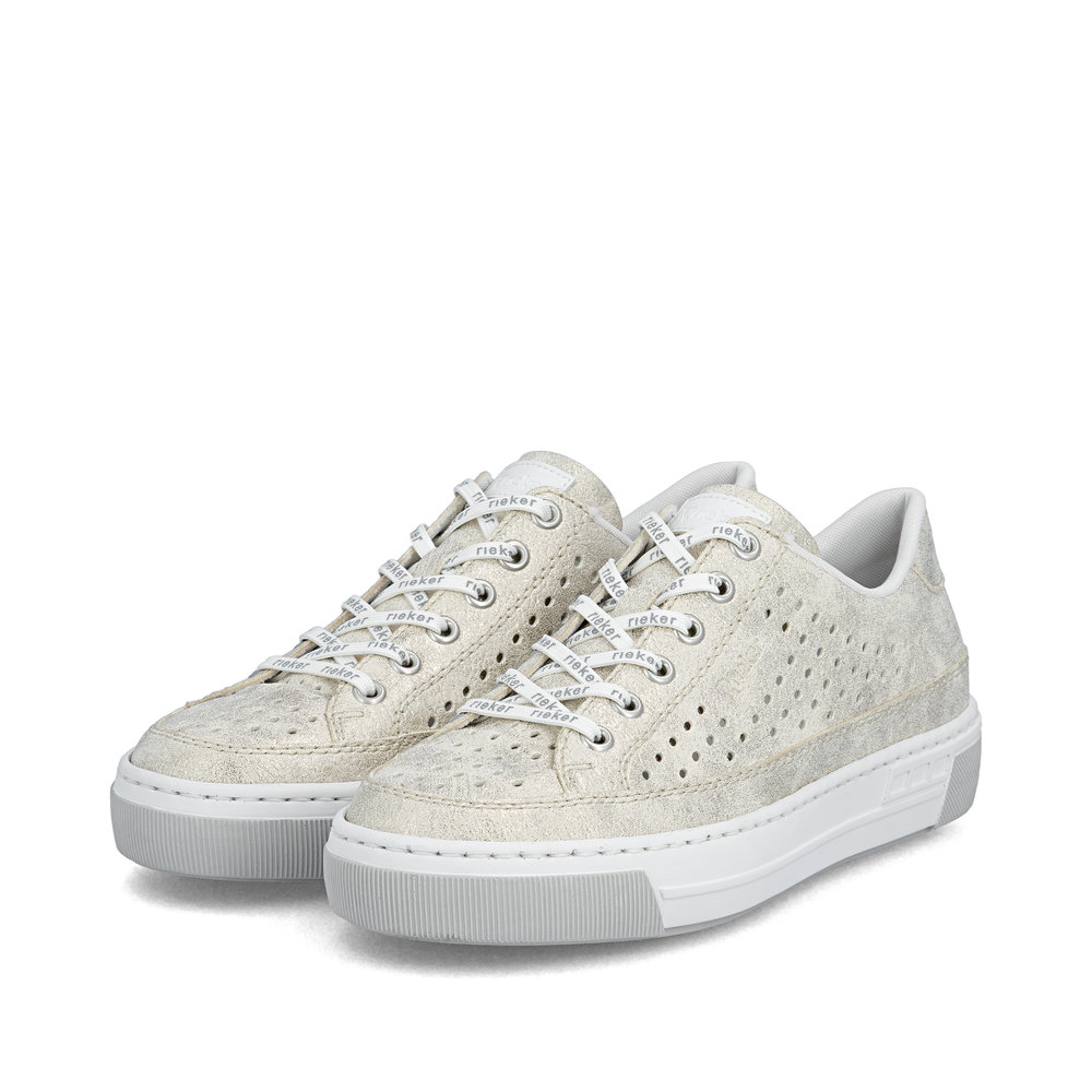 részlet RIEKER L8849-60 bézs női nyári bőr sportcipő, jól szellőző, modern megjelenés