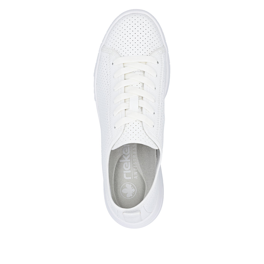 részlet RIEKER 45602-80 fehér női nyári bőr sportcipő, jól szellőző, Antistress