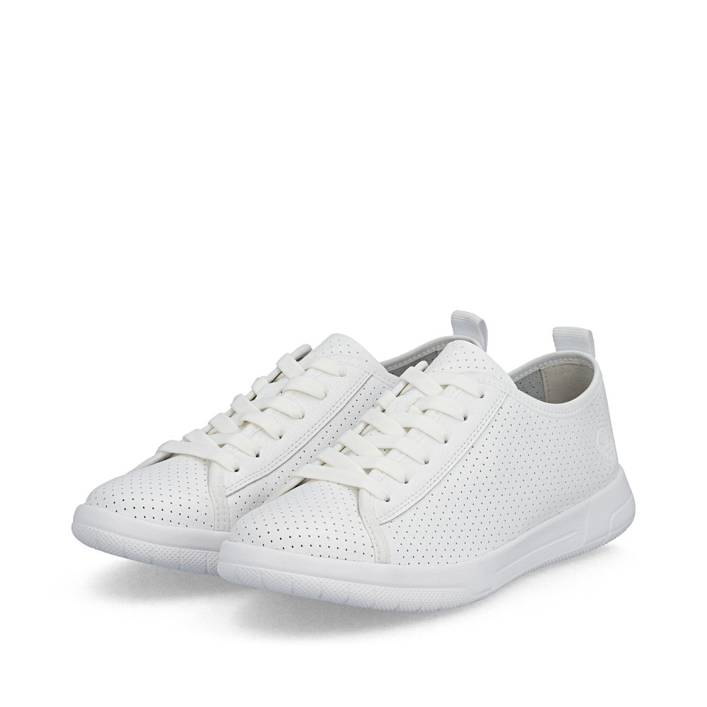 részlet RIEKER 45602-80 fehér női nyári bőr sportcipő, jól szellőző, Antistress