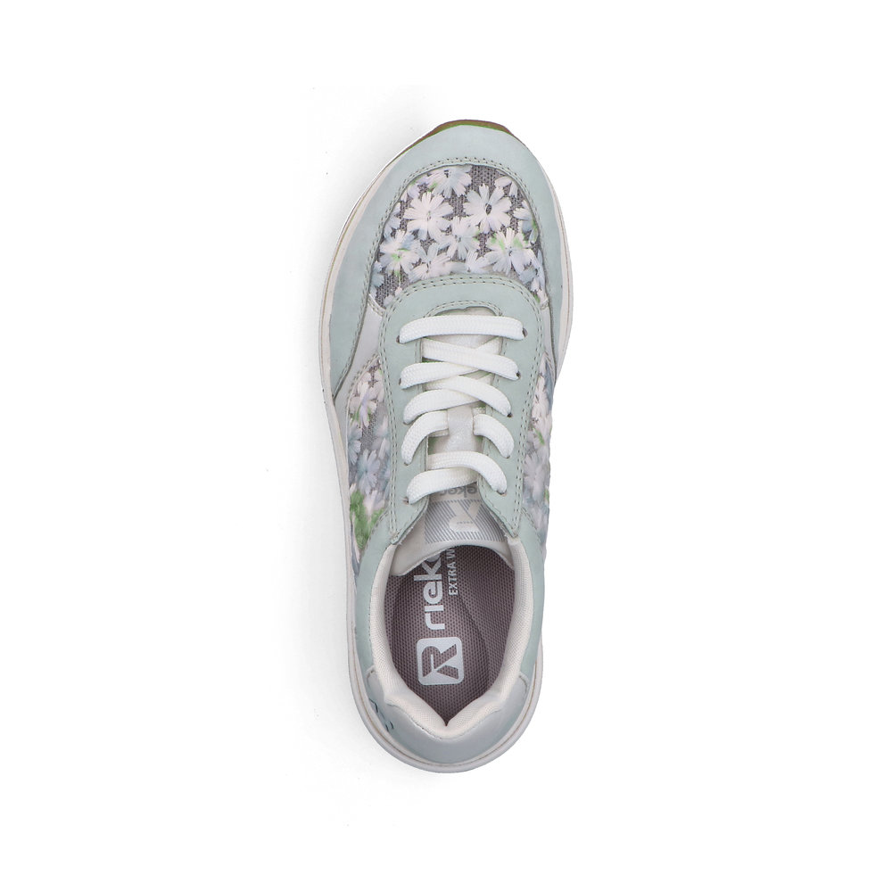 részlet RIEKER L5812-91 kék női bőr sportcipő gyönyörű mintával, Antistress