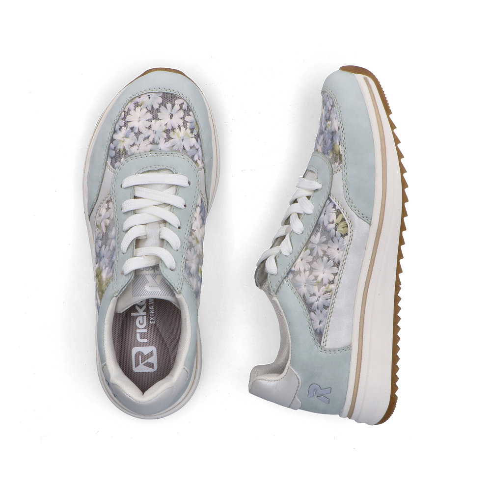 részlet RIEKER L5812-91 kék női bőr sportcipő gyönyörű mintával, Antistress