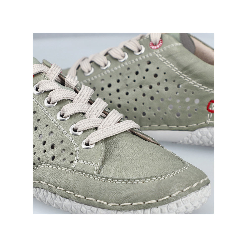 részlet RIEKER 43651-52 zöld női nyári bőr légáteresztő sneaker cipő, Antistress