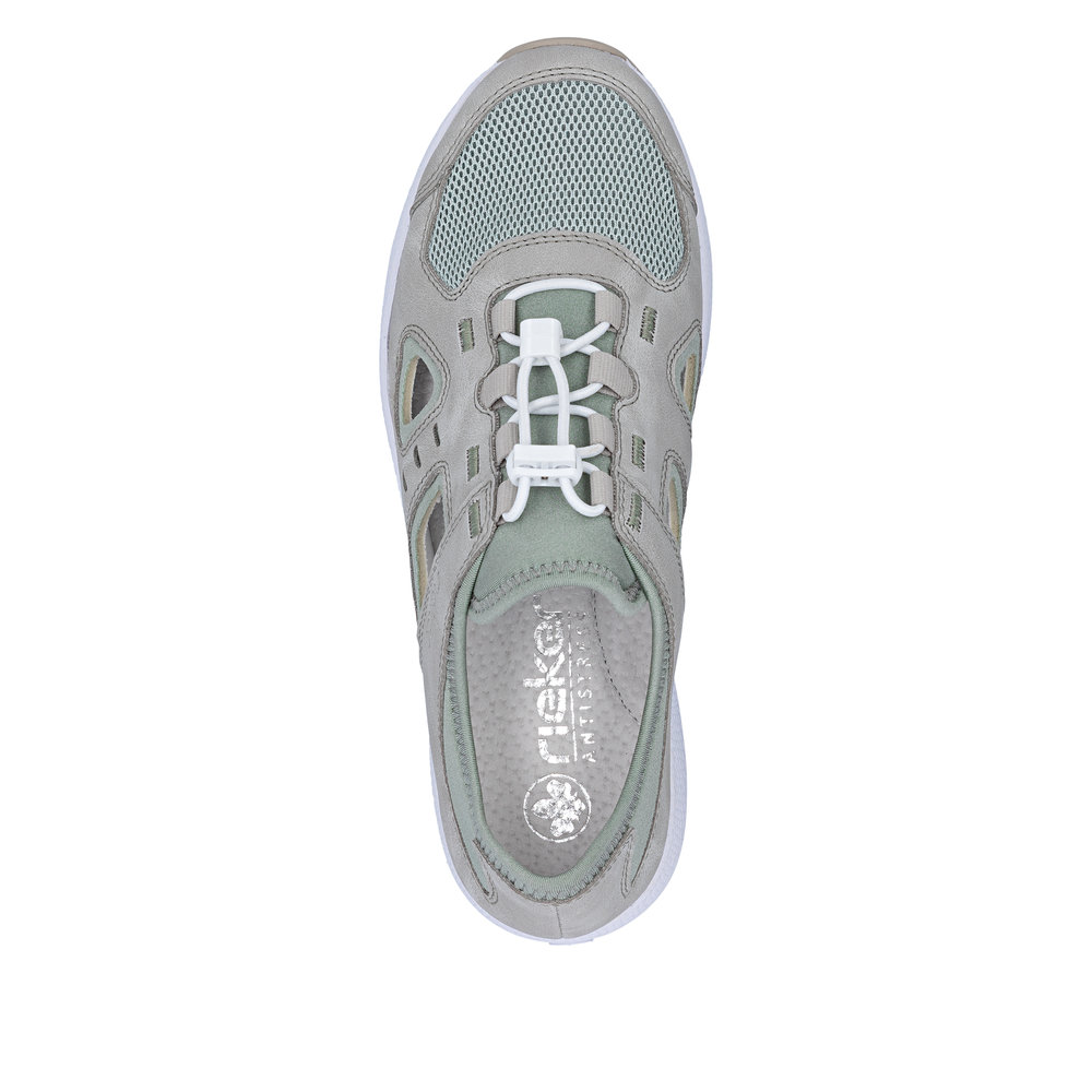 részlet RIEKER N8456-40 zöld női kényelmes bőr sneaker cipő Antistress talppal