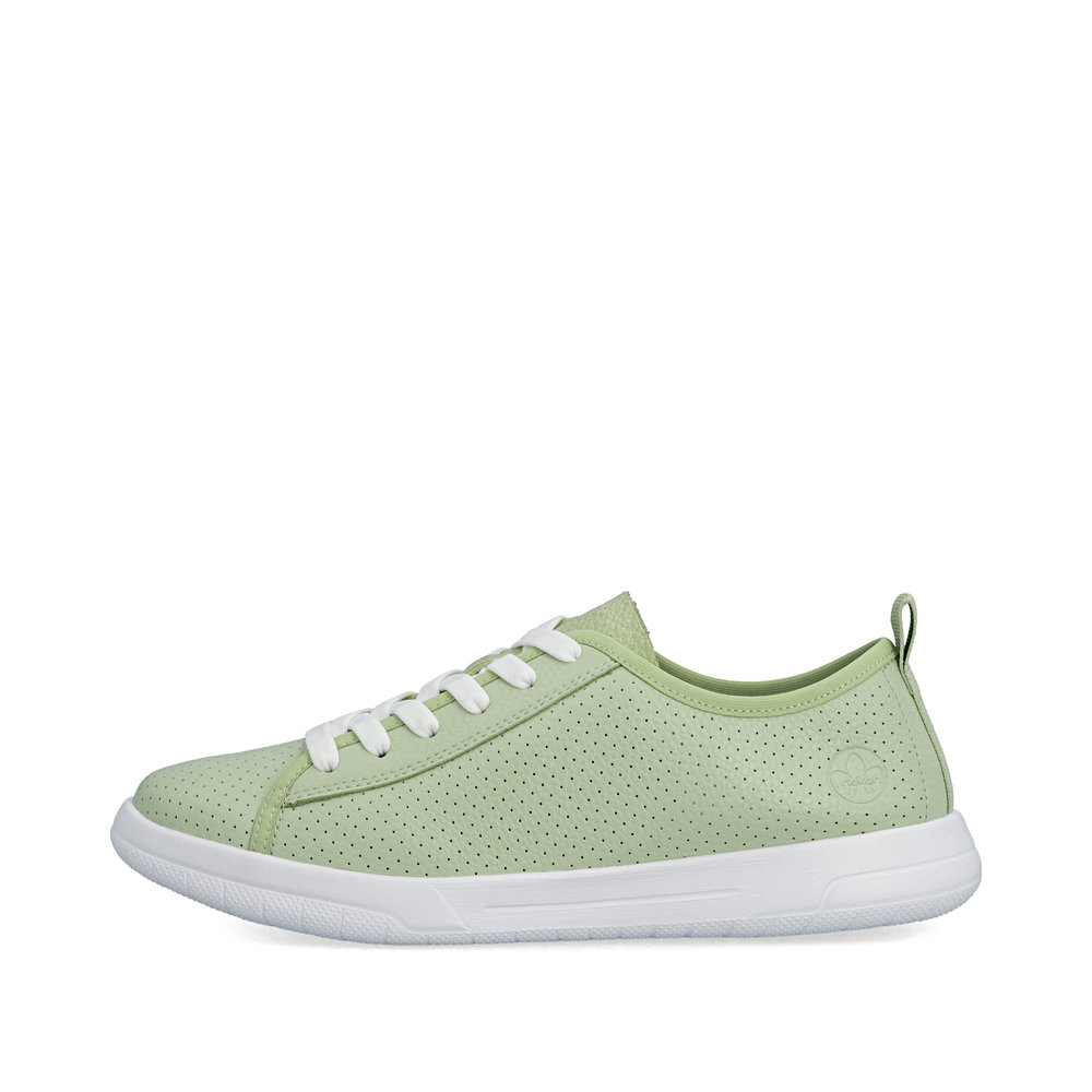 részlet RIEKER 45602-52 zöld női bőr nyári sneaker, légáteresztő, Antistress