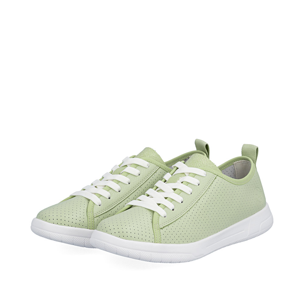 részlet RIEKER 45602-52 zöld női bőr nyári sneaker, légáteresztő, Antistress
