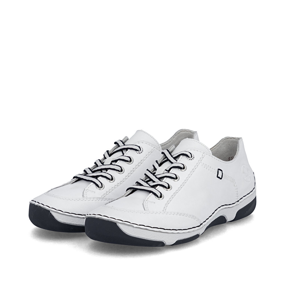 részlet RIEKER 55901-80 fehér női bőr sneaker, modern megjelenés, Antistress talp