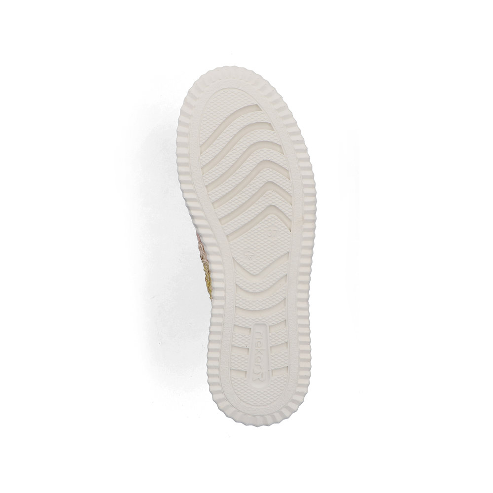 részlet RIEKER N9919-91 bézs női divatos sneaker cipő mintával, légáteresztő anyag