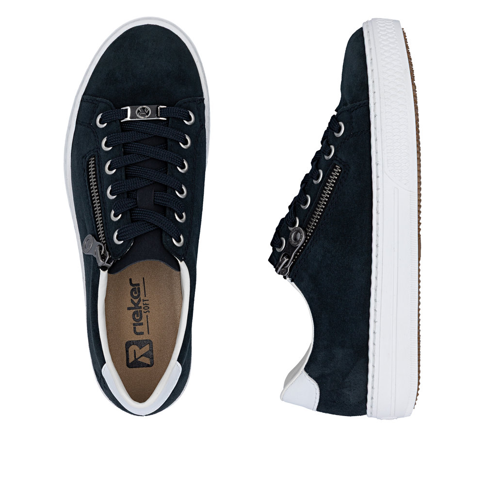 részlet Rieker L59L1-15 kék női bőr sportcipő, modern megjelenés, kényelmes