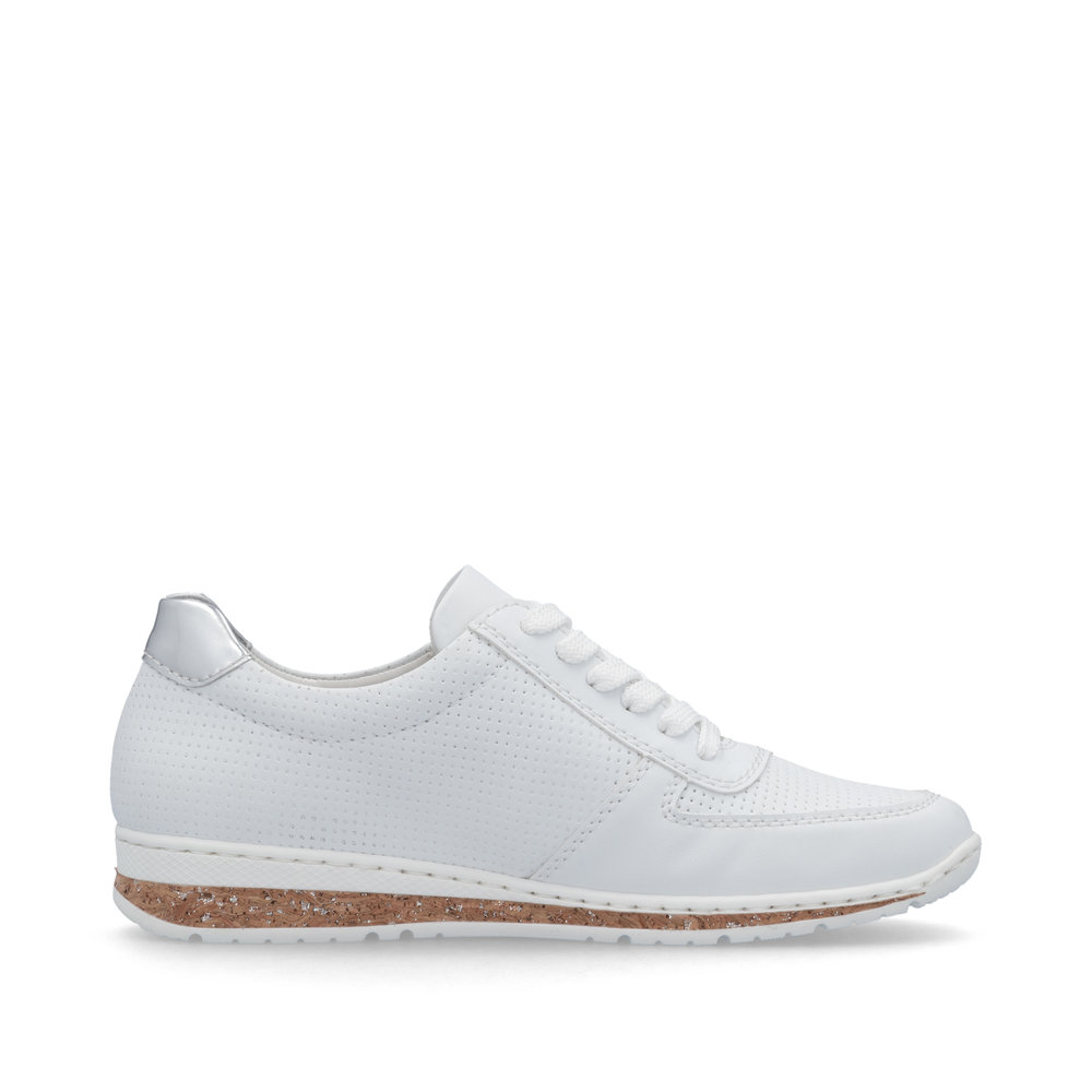részlet RIEKER N5127-80 fehér női modern bőr sneaker cipő, Antistress talp