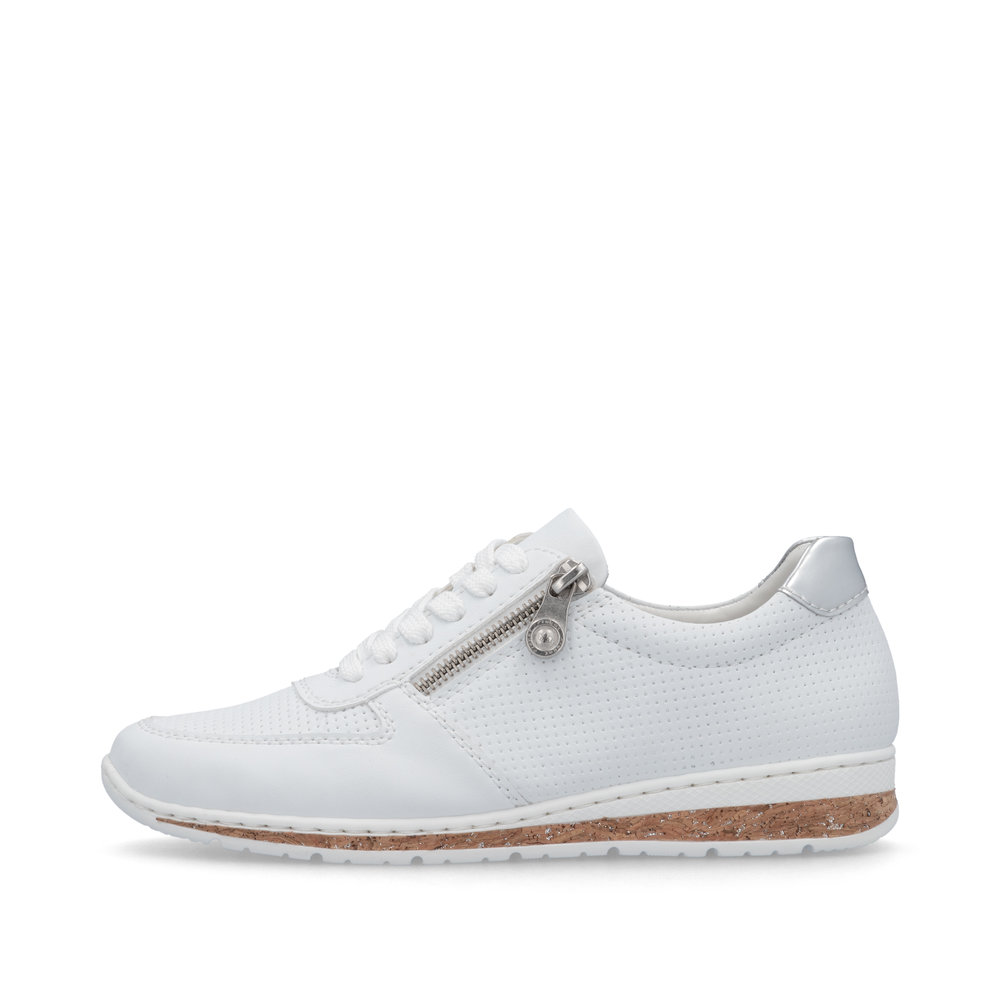 részlet RIEKER N5127-80 fehér női modern bőr sneaker cipő, Antistress talp