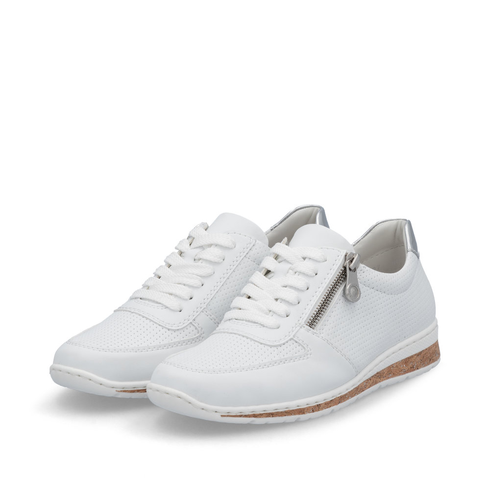 részlet RIEKER N5127-80 fehér női modern bőr sneaker cipő, Antistress talp