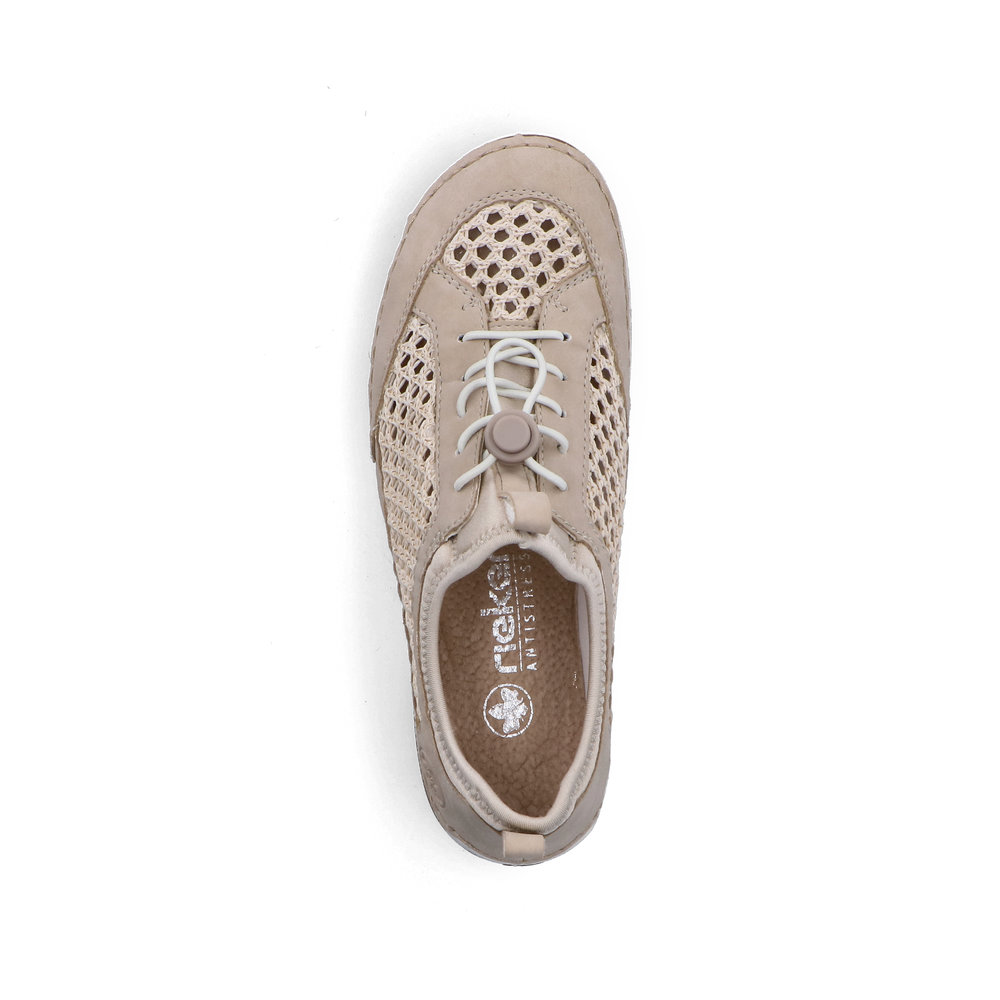 részlet RIEKER 55960-60 bézs női nyári sneaker cipő, jól szellőző, Antistress talp