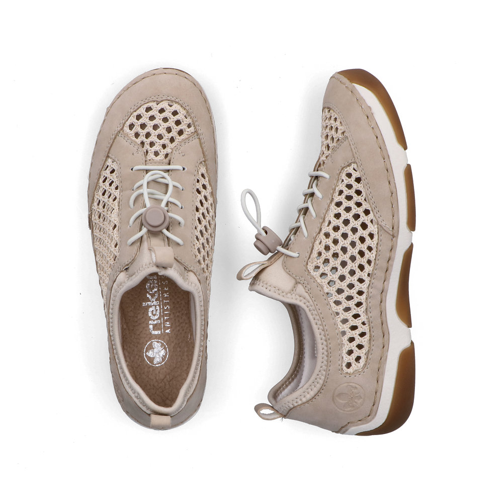 részlet RIEKER 55960-60 bézs női nyári sneaker cipő, jól szellőző, Antistress talp