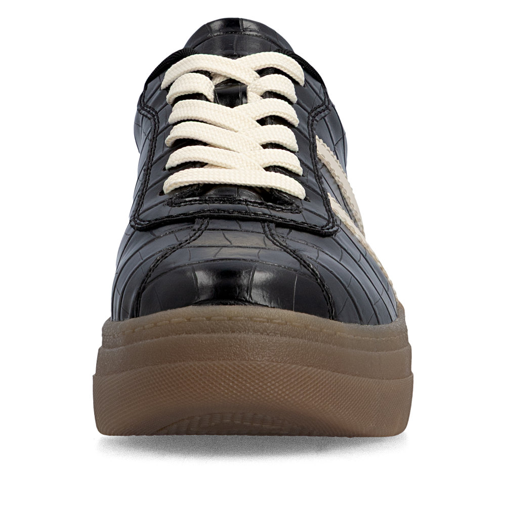 részlet RIEKER M7601-00 fekete női platformos sportcipő 3 cm-es talppal, modern és kénye