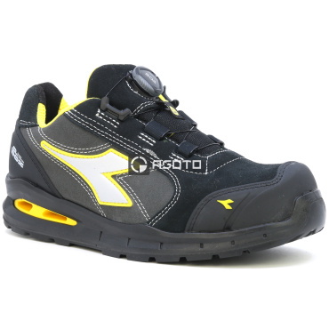 DIADORA Run Low S3S fekete férfi bőr munkacipő BOA gyorsfűző rendszerrel