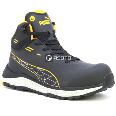 PUMA Xplore Mid S3 fekete férfi könnyű munkavédelmi cipő, puha lépéskomfort