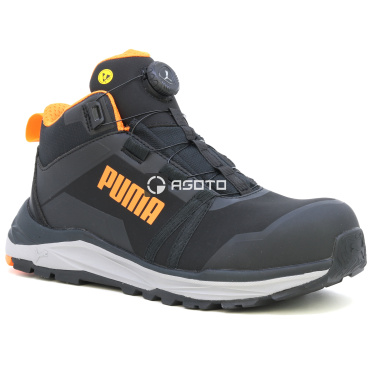 PUMA Kanyon Disc Mid S3 fekete férfi könnyű munkavédelmi cipő, puha lépéskomfort