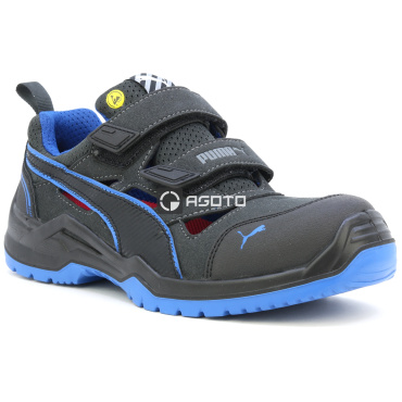 PUMA Neodyme S1P ESD blue fekete férfi munkavédelmi bőr szandál