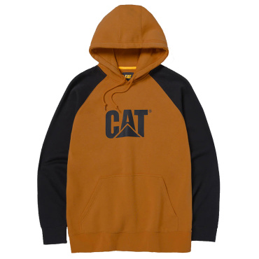 Caterpillar Colorblock Two Tone barna férfi pamut pulóver, kényelmes mindennapi