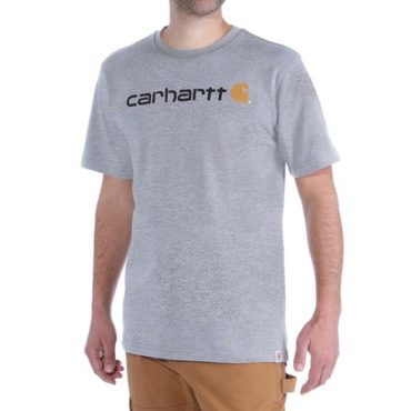 CARHARTT Core Logo szürke férfi pamut póló, laza modern szabás, ikonikus márka
