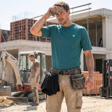 ENGELBERT STRAUSS zöld férfi légáteresztő funkcionális póló UV 50+ védelemmel