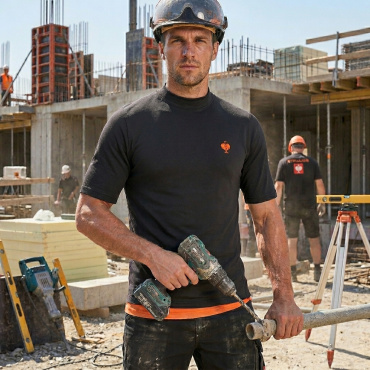 ENGELBERT STRAUSS fekete férfi légáteresztő funkcionális póló UV 50+ védelemmel