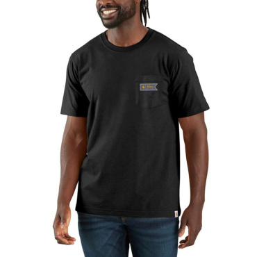 CARHARTT Pocket fekete férfi pamut póló, laza modern szabás, ikonikus márka