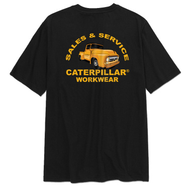 CATERPILLAR Graphic Car fekete férfi póló, kényelmes, modern, látványos CAT mint