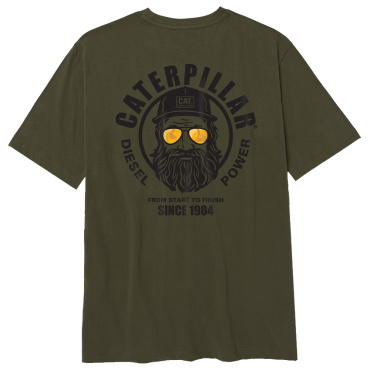 CATERPILLAR Graphic Men zöld férfi póló, kényelmes, látványos CAT mintával
