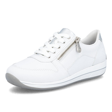 RIEKER N1100-81 fehér női bőr sneaker cipő, kényelmes Antistress talp