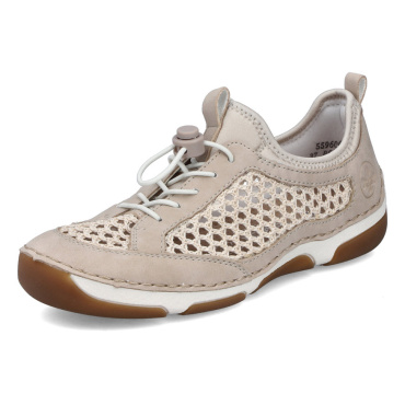 RIEKER 55960-60 bézs női nyári sneaker cipő, jól szellőző, Antistress talp