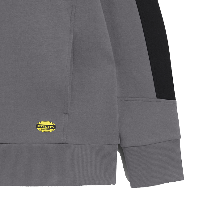 részlet DIADORA Crew Litework šedá pánská mikina ke krku