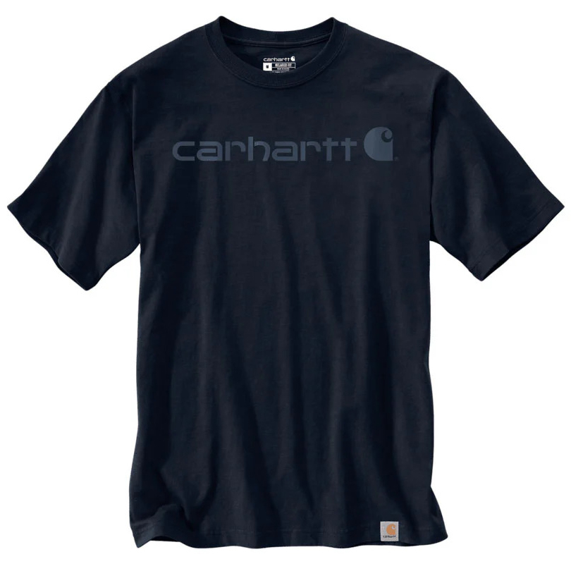 részlet CARHARTT Core kék férfi pamut póló, laza modern szabás, ikonikus márka