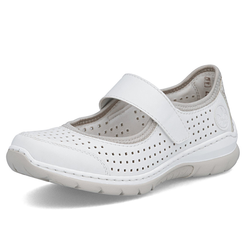 részlet RIEKER L32B5-82 fehér női nyári félcipő, jól szellőző, Antistress