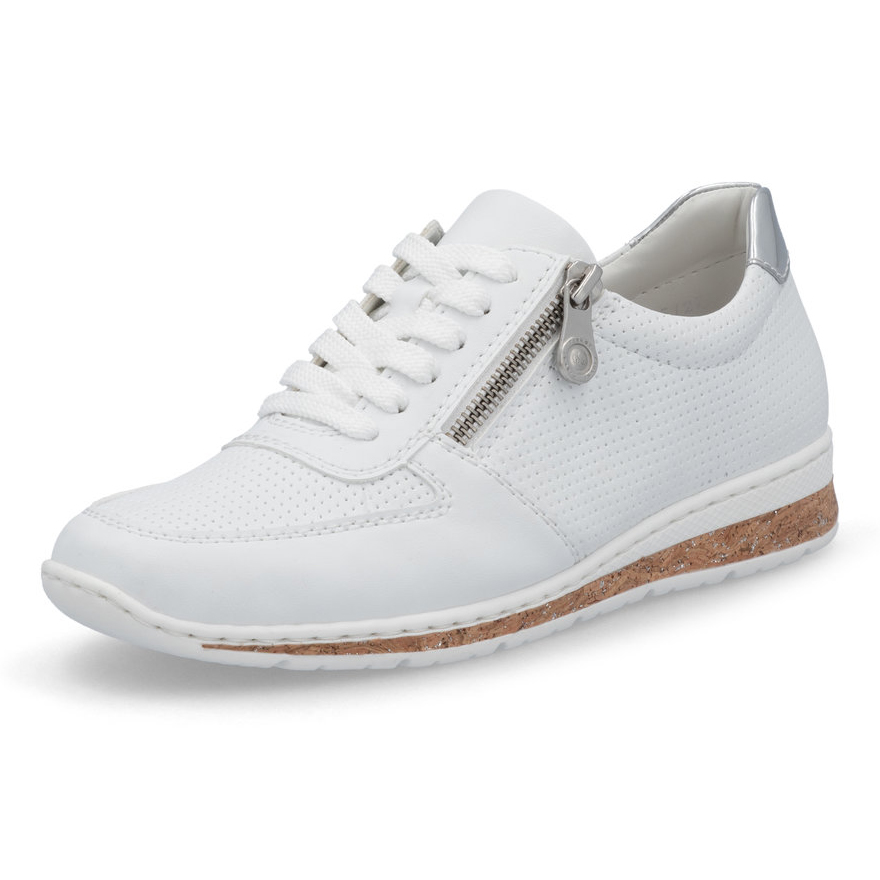 részlet RIEKER N5127-80 fehér női modern bőr sneaker cipő, Antistress talp