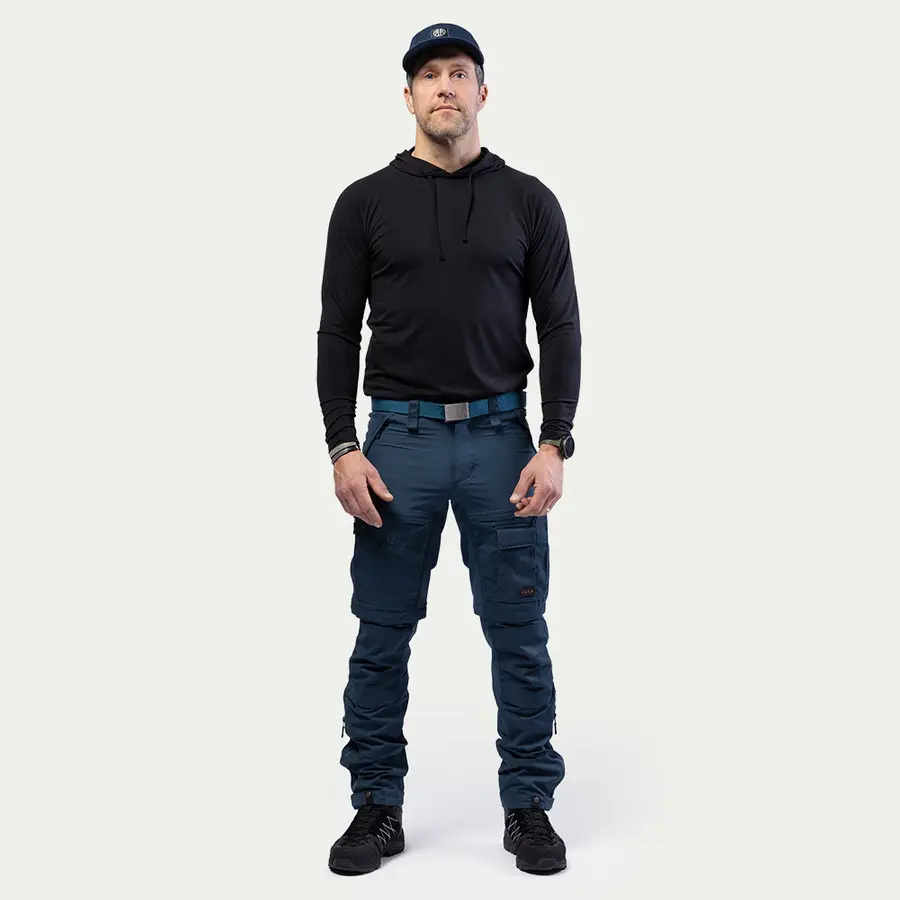 részlet Beyond Nordic Sweden férfi kék 2 az 1-ben outdoor nadrág, levehető szárakkal