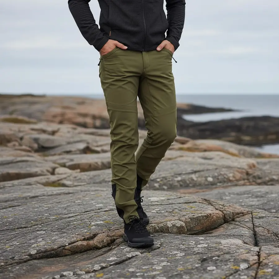 részlet Beyond Nordic Sweden BN012 olívazöld férfi könnyű outdoor nadrág, stretch H2O