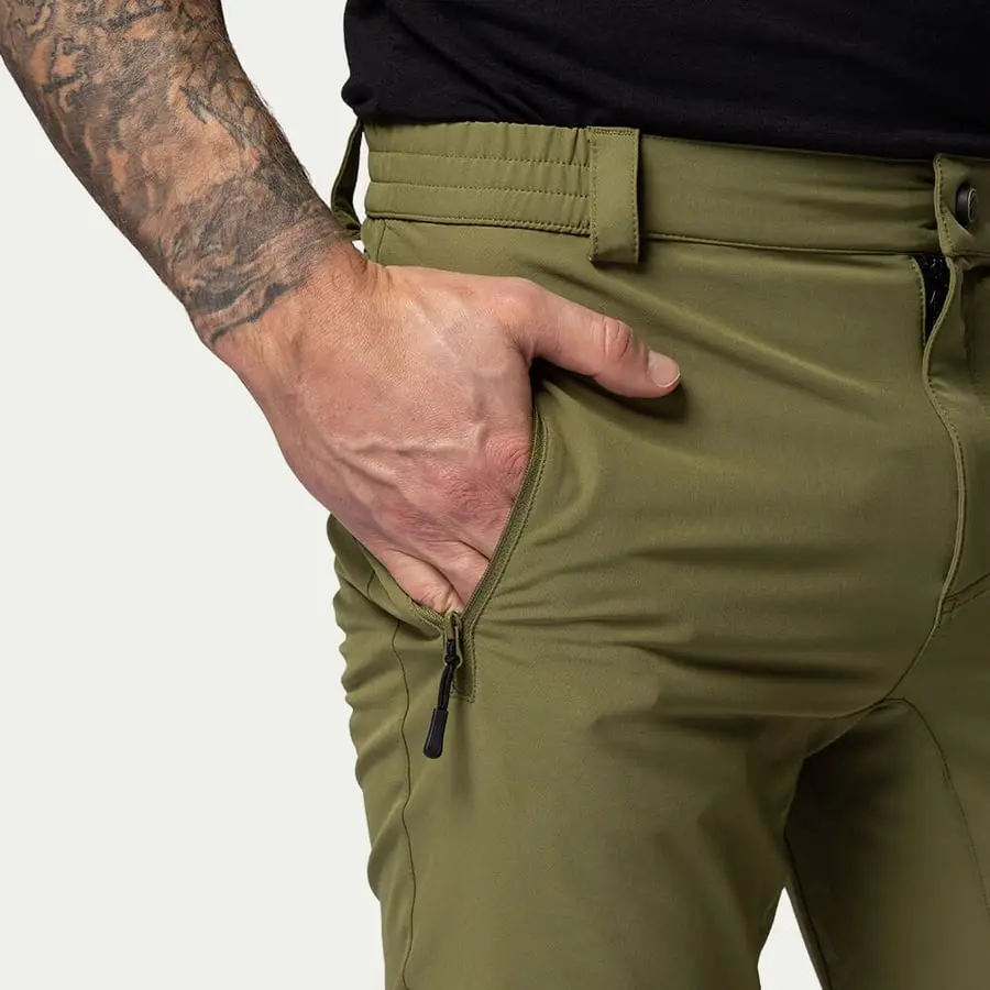 részlet Beyond Nordic Sweden BN012 olívazöld férfi könnyű outdoor nadrág, stretch H2O