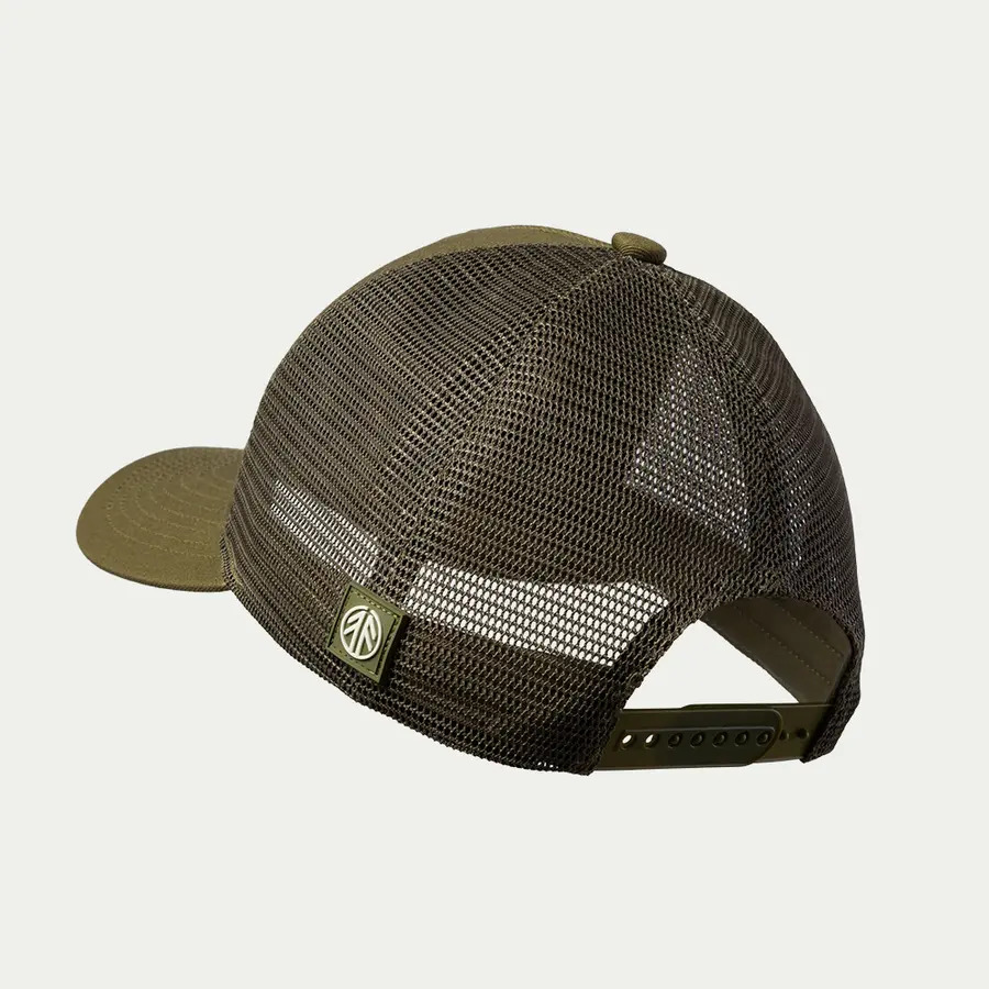 részlet Beyond Nordic BN215 olajzöld férfi baseball sapka, Trucker típus, szellős