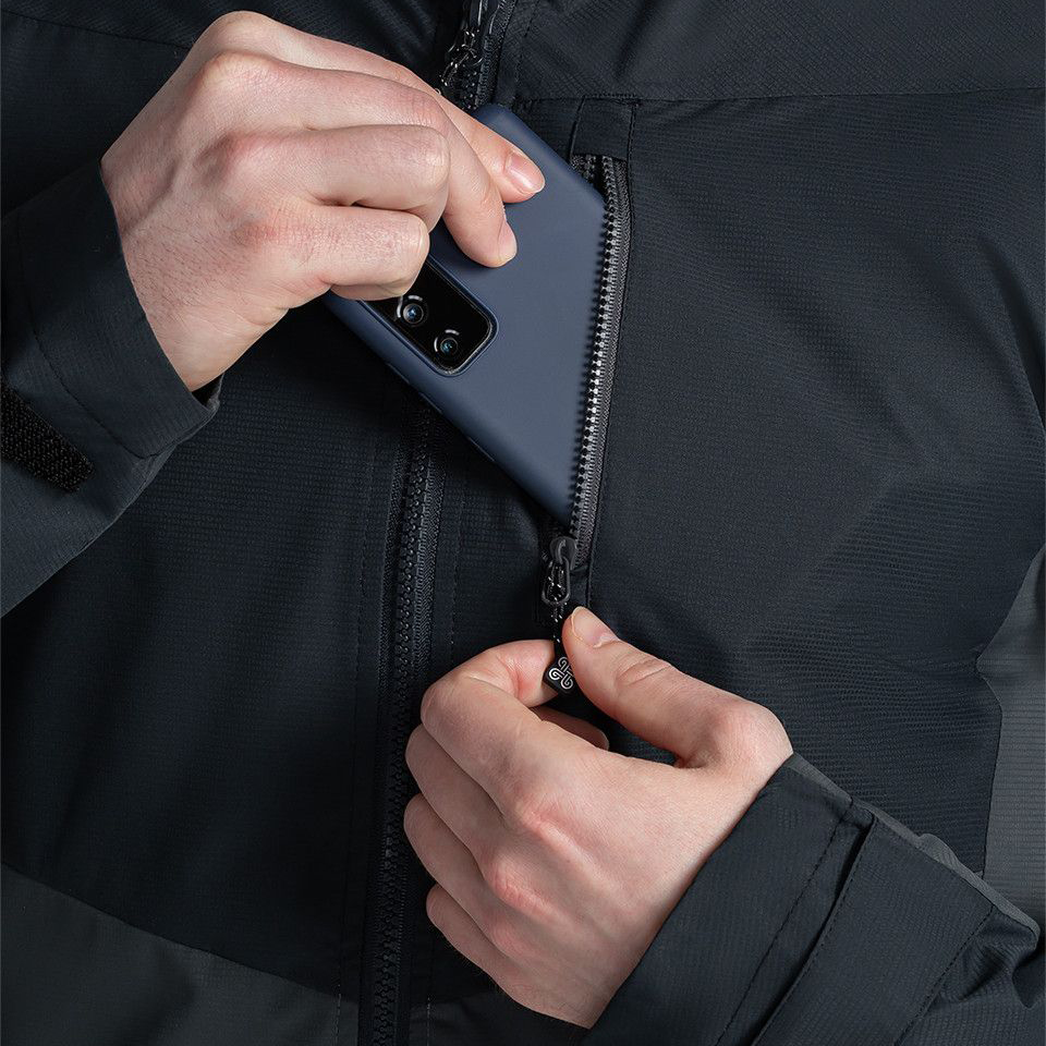 részlet KILPI Sonna M fekete férfi outdoor kabát Siberium membránnal 10 000 mm