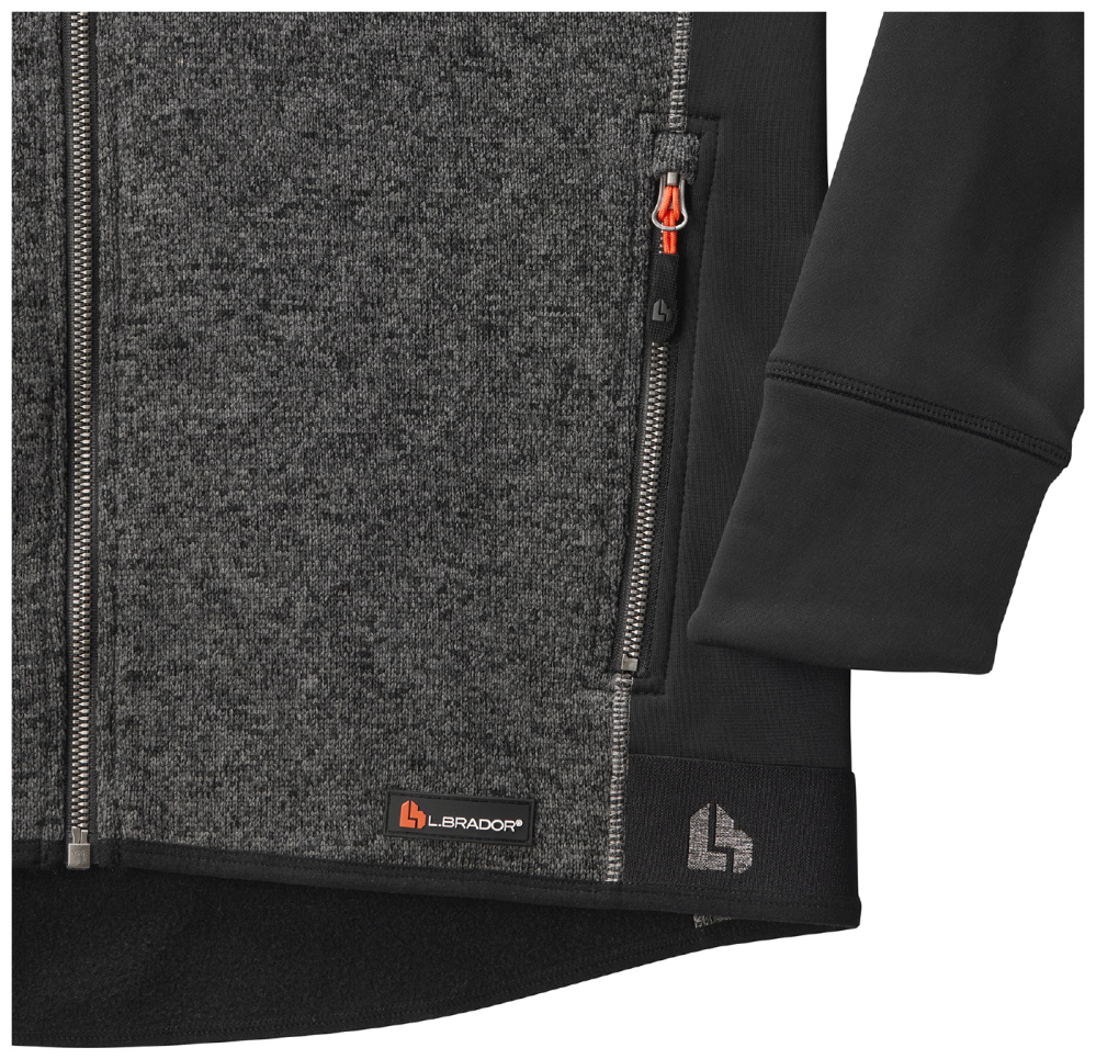 részlet LBRADOR Sweden Aereo fekete férfi pulóver/kabát 4-irányú stretch anyagból