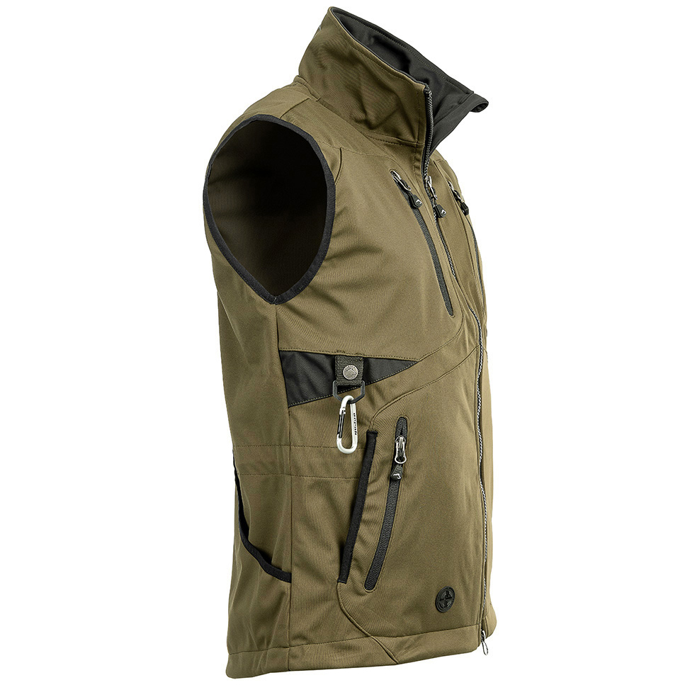 részlet ARRAK SWEDEN Acadia olivová pánská softshell vesta 3 vrstvý materiál DWR